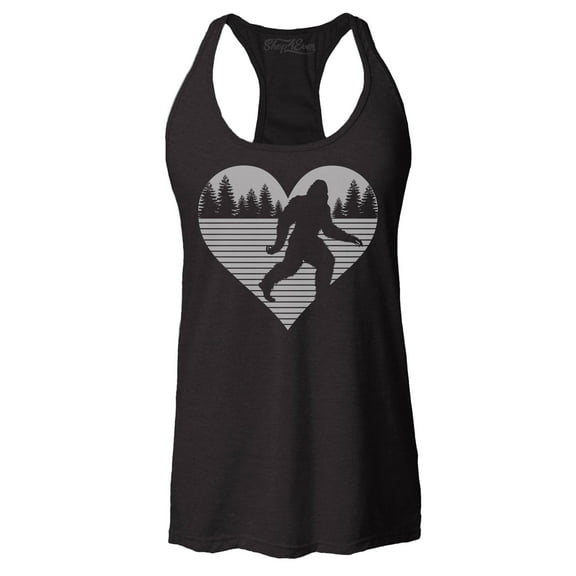 Shop4Ever Women's Bigfoot Heart Love Sasquatch Valentine Racerback Tank Top X-Small Black