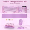thumbnail image 4 of Wireless Keyboard and Mouse Combo, Retro Round Keycaps, Full Size with Detachable Wrist Rest, 2.4G for PC Mac Windows, Purple, 4 of 8