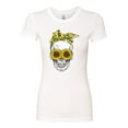 thumbnail image 2 of Skull Sunflower Skeleton Bandana Inspirational/Christian Womens Slim Fit Junior Tee, White, Medium, 2 of 3