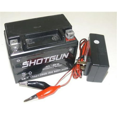 Shotgun 4LBS-SHOTGUN-FI120005-7 12V YTX4L-BS Charger & Battery for X4L Kids Motorcycle ZUMA ATV Quad Scooter 50