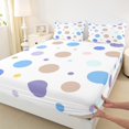 thumbnail image 3 of Manfei Kawaii Polka Dot Queen Sheet Sets,Rainbow Geometric Circles Flat Sheet,Brown Blue White Queen Fitted Sheet For Boys Kids,Microfiber Bedroom Decor,4 Pieces, 3 of 7