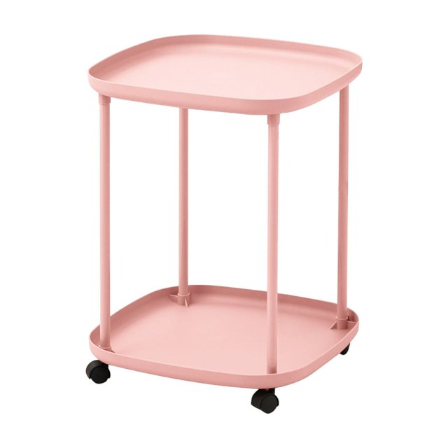 Table d'Appoint Mobile avec Tablette de Rangement, Chariot Roulant pour Chambre, Salon Ou Bureau, Assemblage Facile Requis