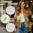 thumbnail image 6 of COEQINE Bomber Jacket Women 2025 Zip Up Stand Collar Bomber Outfits Winter Trendy Varsity Jackets Shackets with Pockets, Cropped Casual Winter Coat, Small, White Horse Fall Forest, 6 of 7
