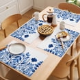 thumbnail image 5 of Blue Botanical Placemats Set of 12 Spring Floral Leaf Watercolor Place Mats Indoor Wipeable Table Mats Washable Cloth Dining Table Placemats for Kitchen Holiday Party Home Decor 13x19 Inch, 5 of 9