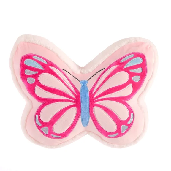Butterfly Decorative Pillow For Kids, Pink, Spot-Clean, 11" H