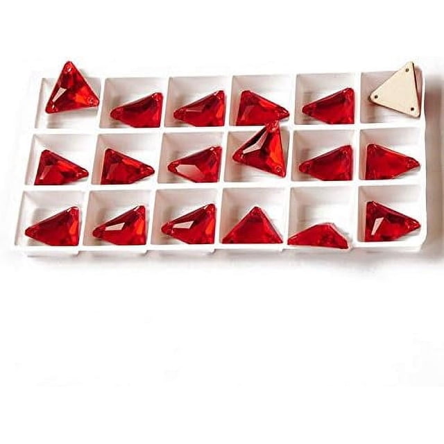 ZOUSSIQI Rhinestone Triangle Flat Back Crystal Glass NO Hotfix Sew On Rhinestones Crystal for Decoration Dress Clothing Jewelry Accessories - (Color: Light Siam/Size: 22mm-24pcs) CA919-42115