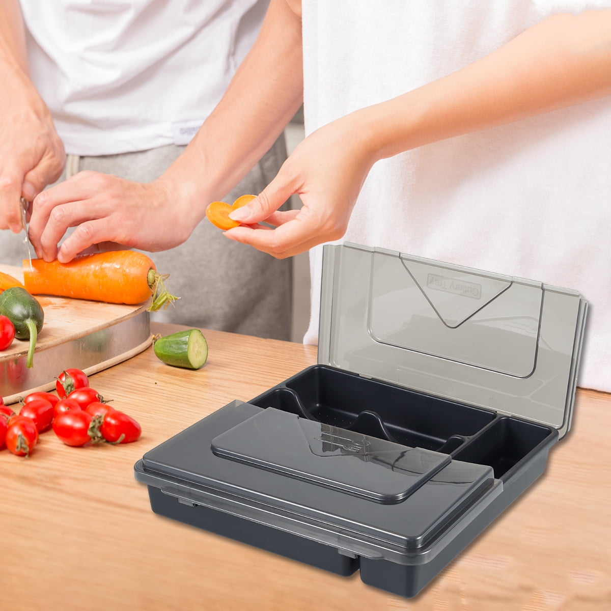 Fyeme Plastic Cutlery Tray for Kitchen Drawers Portable Cutlery Holder