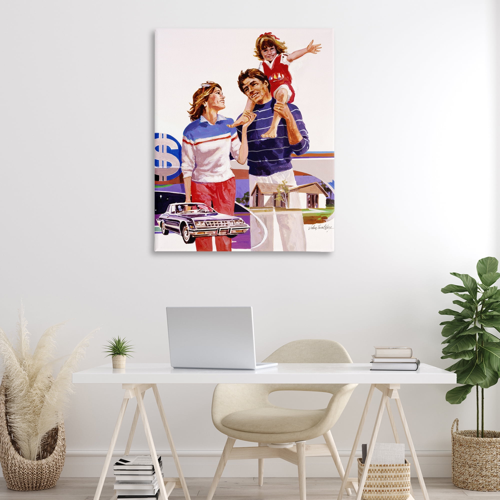 Retro Family Nostalgia Portrait Canvas Wall Art, design by Wind River Studios