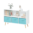 thumbnail image 3 of Zateety Kids bookcase with Collapsible Fabric Drawers, Children's Book Display, Toy Storage Cabinet Organizer, White/Blue, 3 of 9