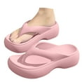 thumbnail image 3 of oqasdz Women's Slippers Summer Thick Sole Soft Non Slide Flip Flops Outdoor Beach Vacation Solid Color Slippers Casual Wear,Pink, 3 of 5