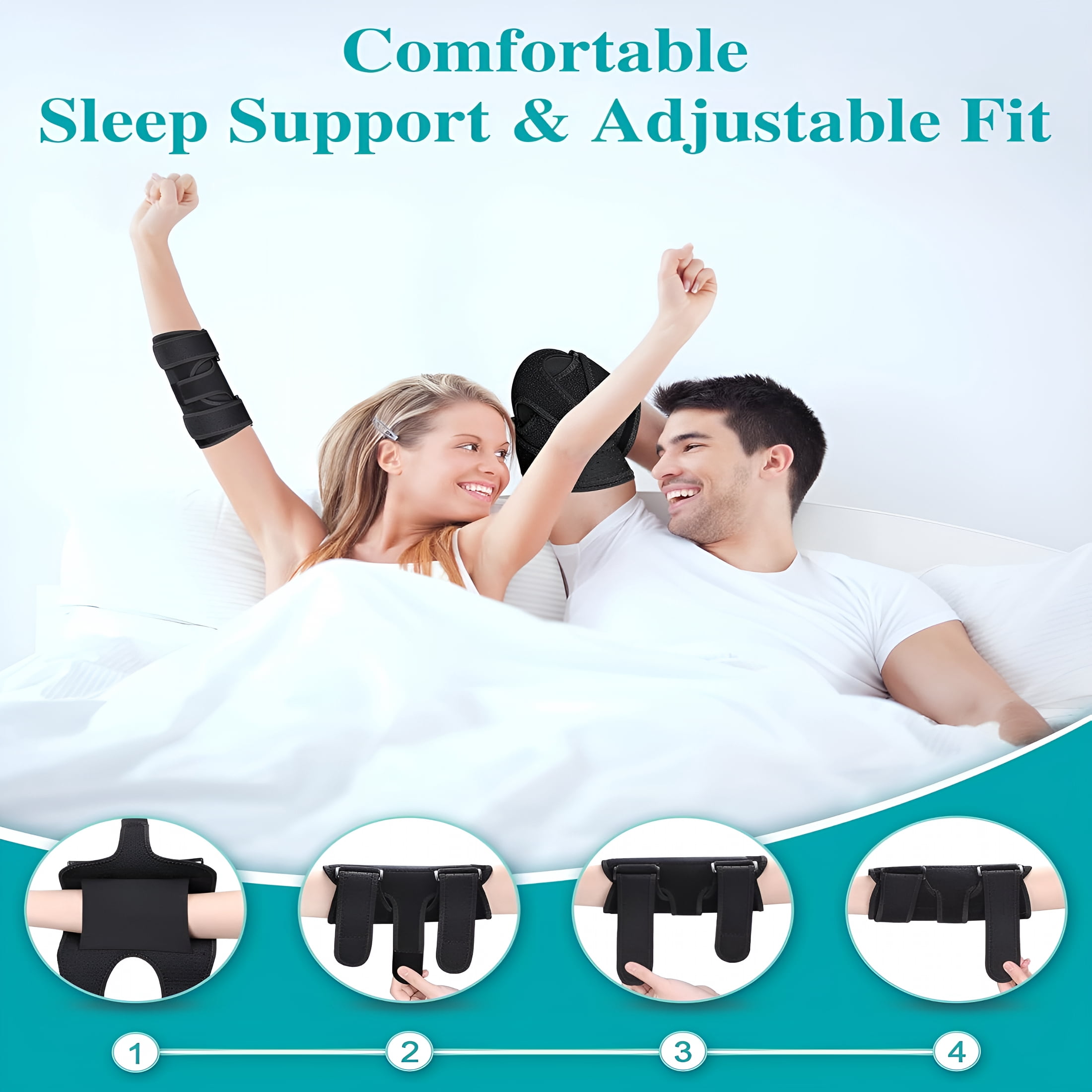 Elbow Brace for Cubital Tunnel, Ulnar Nerve Entrapment Brace, Adjustable Elbow Splint for Sleeping, Tennis Elbow, Tendonitis, Comfortable Stabilizer Support for Men And Women