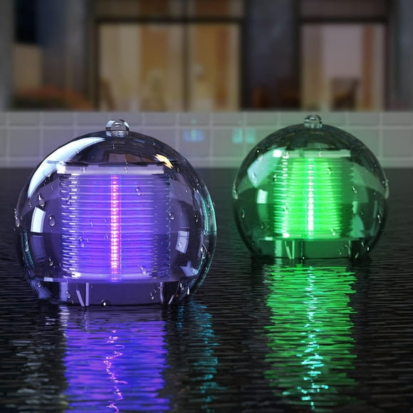 Pool Lights, Solar Pool Float Light 7 Color Changing Led Water Feature Lights For Garden Patio Porch Or Swimming Pool (2 Pieces)