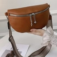 thumbnail image 4 of Bolsa de pecho de moda bandolera de mujer de cuero PU ajustable para viajes (marrón) Ehuebsd Para Estrenar, 4 of 9