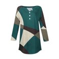 thumbnail image 4 of SwiftWear Blouse for Women Trendy 3/4 V-Neck Button Tops Summer Geometric Patterns Casual Tees 2025, 4 of 5