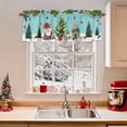 thumbnail image 2 of Christmas Valances for Windows, 42 x 18in, Winter Santa Gnome Pine Tree Xmas Star Snowfall Teal Rod Pocket Kitchen Valance Curtain Light Filtering Window Treatments for Living Room Bedroom, 1 Panel, 2 of 7