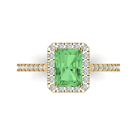 Solitaire with Accents Engagement Ring for Women - 1.86ct Simulated Green Diamond in 18K Yellow Gold Promise Ring