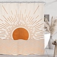 thumbnail image 4 of Abstract Sun Shower Curtain Set 72Wx72H Inches Modern Minimalist Mid Century Aesthetic Mustard Yellow Sunburst Sunrise Simple Polyester Waterproof Cloth Bathroom Curtain with 12 Hooks, 4 of 4