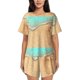 thumbnail image 1 of Fotbe Beach Footprint Conjunto de Pijama Estampado para Mujer, 2 Piezas, Ropa de Dormir con Camiseta de Manga Corta y Shorts Suaves-3X-Large, 1 of 6
