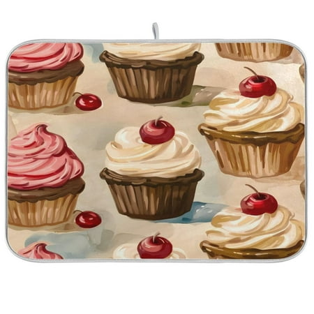 

Kitchen Drying Mat 16x18In Drying Dish Mat Dish Drying Mats Kitchen Countertop Multi-Function Drain Drying Mat Kitchen Table Yellow Cupcake