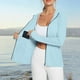 thumbnail image 5 of Sudadera con capucha y cremallera de lentejuelas para mujer, manga larga con tapa para el pulgar, protección solar de poliéster, camisa informal de cuello redondo para uso diario, sopatenor, 5 of 9