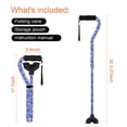 thumbnail image 3 of Bastón plegable ligero para mujeres y hombres, con mango descentrado, ajustable para personas mayores, movilidad y equilibrio, base pequeña, 81-94 cm, diseño de flor, 3 of 5
