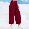 thumbnail image 4 of 50% Off Clear! Pants for Women Wide Leg Casual Pants Sports Elastic High Waist Pants Solid Color Loose Straight Leg Pants Wine 2XL, 4 of 7