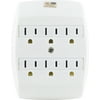 GE 6-Outlet Grounded Wall Adapter with Saf T Gard, White, 55200