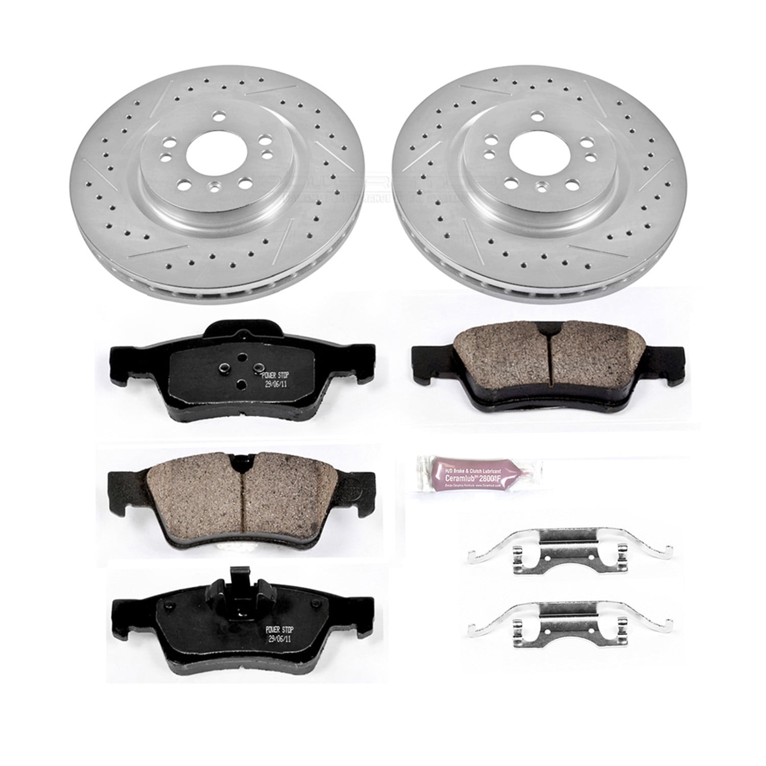 PowerStop Rear Z23 Evolution Sport Carbon-Fiber Ceramic Brake Pad and Drilled & Slotted Rotor Kit Fits: MERCEDES-BENZ Select Models K6712