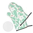 thumbnail image 3 of YFYANG Oven Mitts and Pot Holders Sets 4 Pieces, Non-Slip Heat Resistant Cute Green Cartoon Cactus Pattern Kitchen Glove Pot Mat for Cooking and Baking, 3 of 8