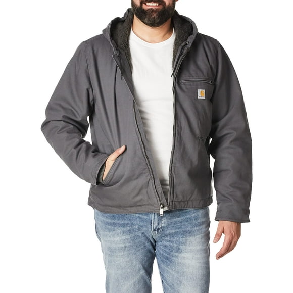 Carhartt Men's Relaxed Fit Washed Duck Sherpa-Lined Jacket, Gravel, 3X-Large/Tall