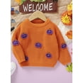 thumbnail image 5 of Hirigin Toddler Baby Boy Girl Halloween Sweater Pumpkin Embroidery Warm Pullover Knit Sweaters Sweatshirt Tops Fall Winter Clothes, 5 of 8