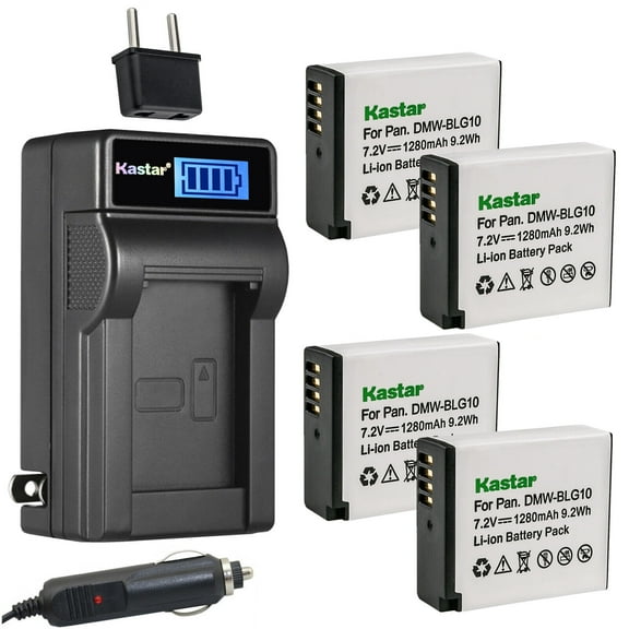 Kastar 4-Pack DMW-BLG10 Battery and LCD AC Charger Compatible with Panasonic Lumix DMC-ZS100, Lumix DMC-ZS110, Lumix DMC-ZS200, Lumix DMC-TX1, Lumix DMC-TZ100, Lumix DMC-TZ101, Lumix DMC-TZ80 Cameras