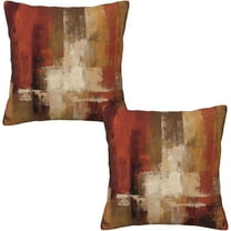 Burnt Orange Abstract Throw Pillow Covers 18 X 18 Inch Set of 2 Rust Art Painting Decorative Pillow Cases Cushion Covers for Sofa Couch Car Bedroom Home Decor
