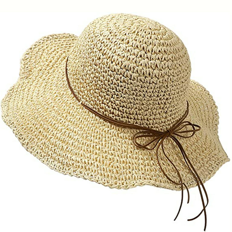 Women Vintage Boater Straw Hat Foldable Beach Hats for Women Packable Beach  Hats for Girls Women's Sun Hat Beige at  Women's Clothing store