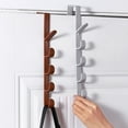 thumbnail image 6 of Over The Door Organizer Hooks, Hats Hanger, Purse Organizer Vertical Hanging Coat Organizer Rack for Backpack Towel and Hangers, Brown/1 Pcs, 5 Layers, 11.2x0.7", 6 of 6
