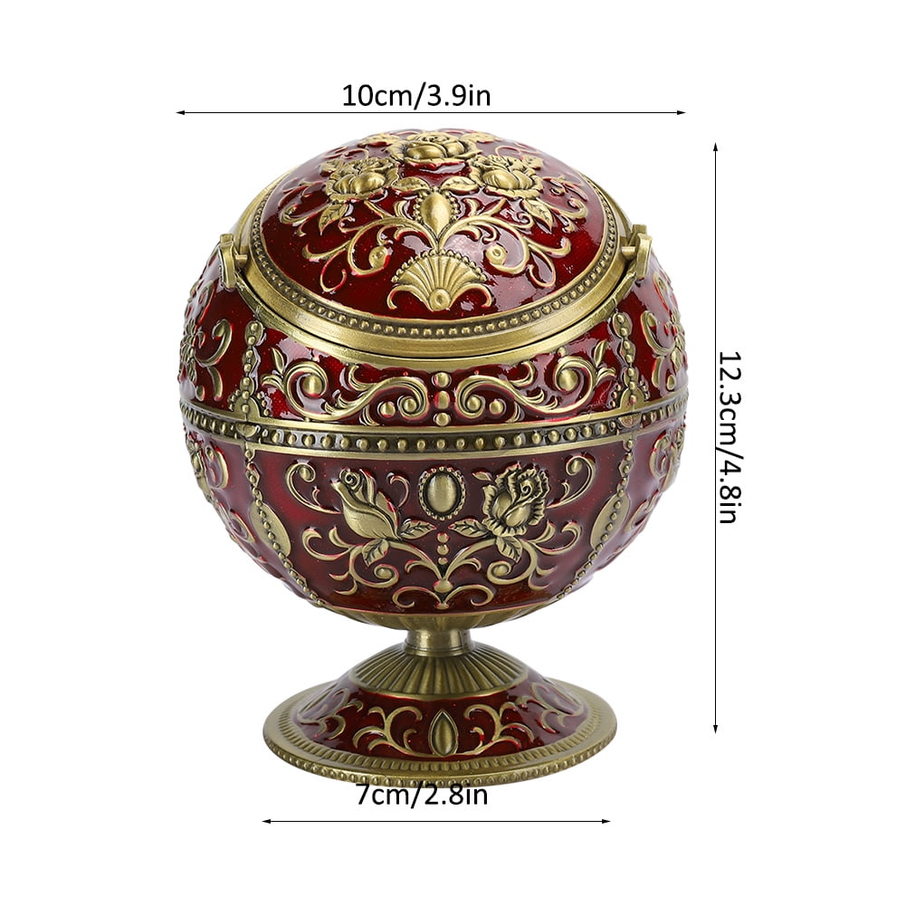 Zinc Alloy Ashtray Wine Red Globe With Windproof Lid Cover Smoking Accessories 