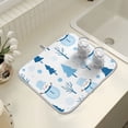 thumbnail image 4 of Yayeee Dish Drying Mat for Kitchen Counter 16" x 18" Microfiber Super Absorbent Coffee Decorative Pad, Blue Simple Cartoon Snowmen, 4 of 9