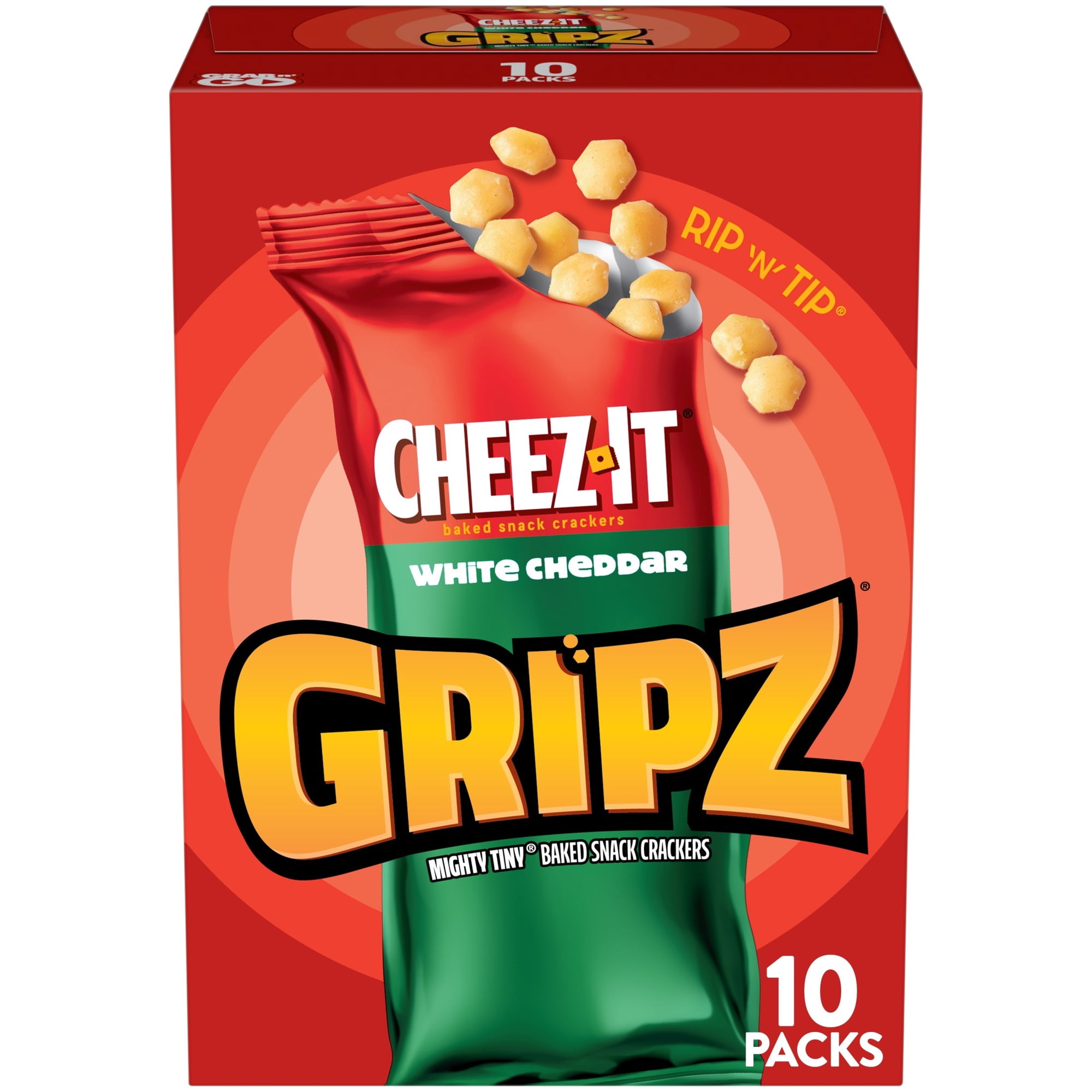 Cheez-It Gripz White Cheddar Baked Snack Crackers, Mini Crackers, 10 Count