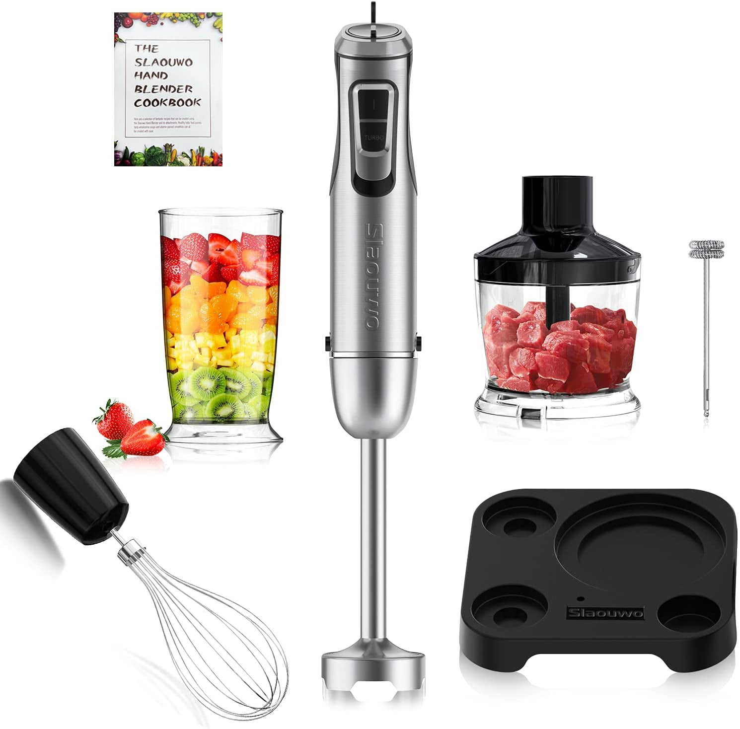 VIVEFOX Immersion Blender 6-in-1 800W 10 Speed Control Multifunctional Electric Blender with Stainless Steel - Walmart.com