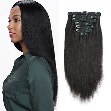 Amazingbeauty Real Remy Thick Natural Yaki Clip On Hair Extensions