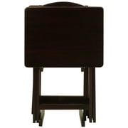 5-Piece TV Tray Table Set with Holder in Espresso (4 Trays, 1 Stand)