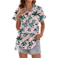 thumbnail image 4 of Hawaiian Button Down Shirts for Women Casual Short Sleeve Floral Print Blouses Summer Tops, 4 of 5