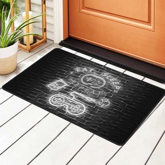 Eat Sleep Game Repeat Gamer Console Rugs Doormat, Non-Slip Machine Washable Carpets Floor Door Mat , 36" x 24"