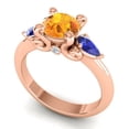 thumbnail image 2 of 2.50 Carat Round Cut Citrine & Blue Sapphire Gemstone Trendy Anniversary Ring for her Solid 14K Rose Gold Size 4.5 by Diamond-Capitals, 2 of 8