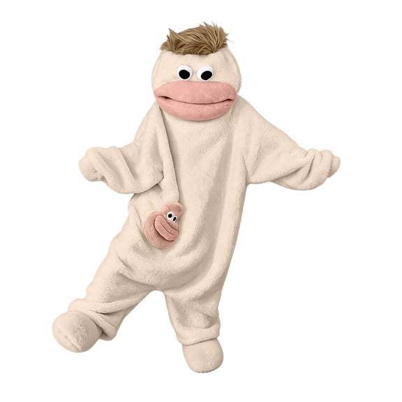 Funny Big Mouth Monster Onesie Pajamas, Matching Couples One Piece Sleepwear Jumpsuit with Footwear Accessories for Cozy Loungewear