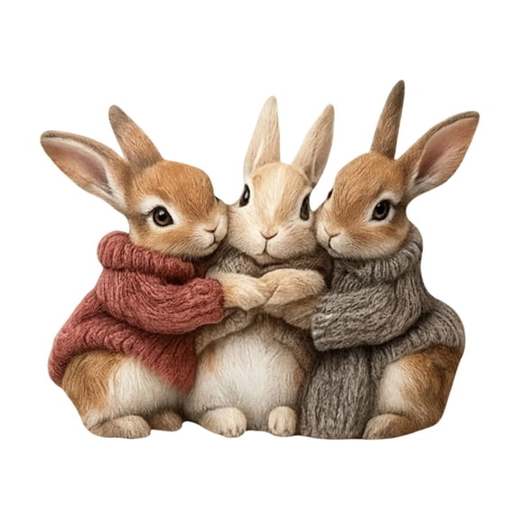 Three Rabbits Huddled Together Door Sticker Bathroom Toilet Floral Wall Decal Self Adhesive Pvc Material