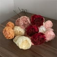 thumbnail image 4 of Artificial Flowers 3heads Peony Cored Peony Artificial Flower Fake Rose Wedding Living Room Decoration (White), 4 of 5