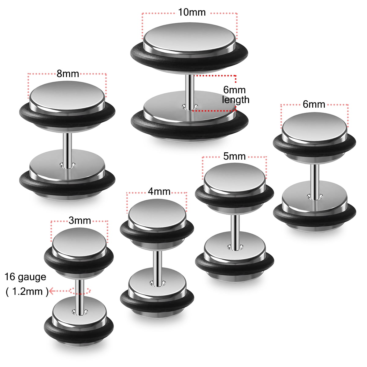 Cupimatch 3 Pairs Wood Stud Fake Gauge Earrings - Titanium Steel Barbell Tunnels For Men & Women
