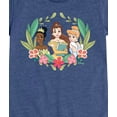 thumbnail image 3 of Disney Princess - Belle Tiana Cinderella with Florals - Girls Fitted Short Sleeve T-Shirt, 3 of 5