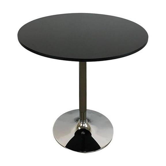 Black Round Wood Top Dining Table with Chrome Base